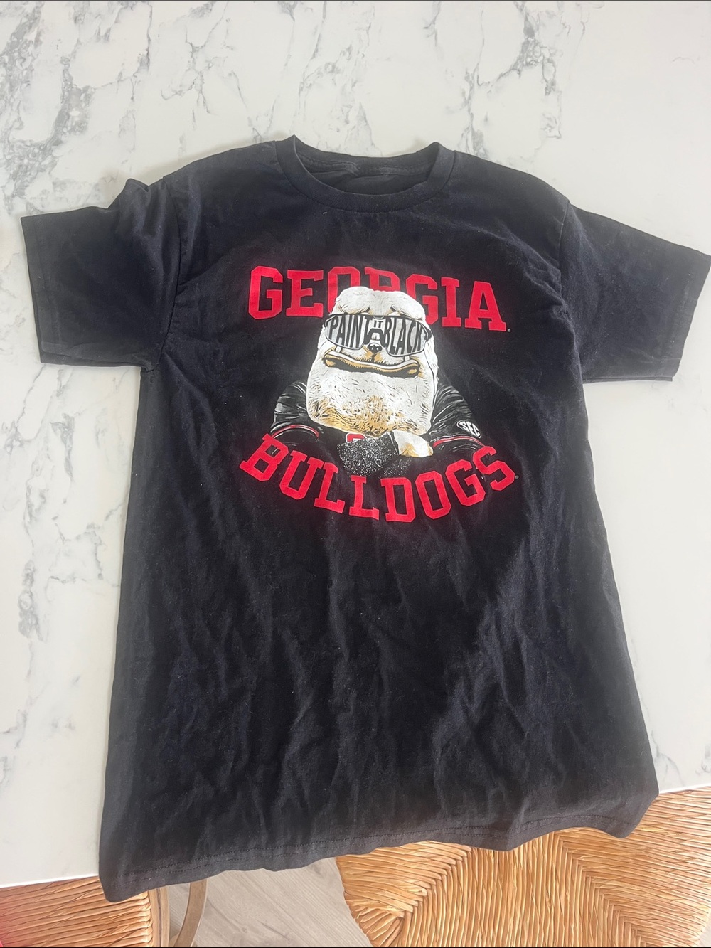 UGA Baseball Paint it Black T-Shirt Brand New Adult Small University of Georgia
